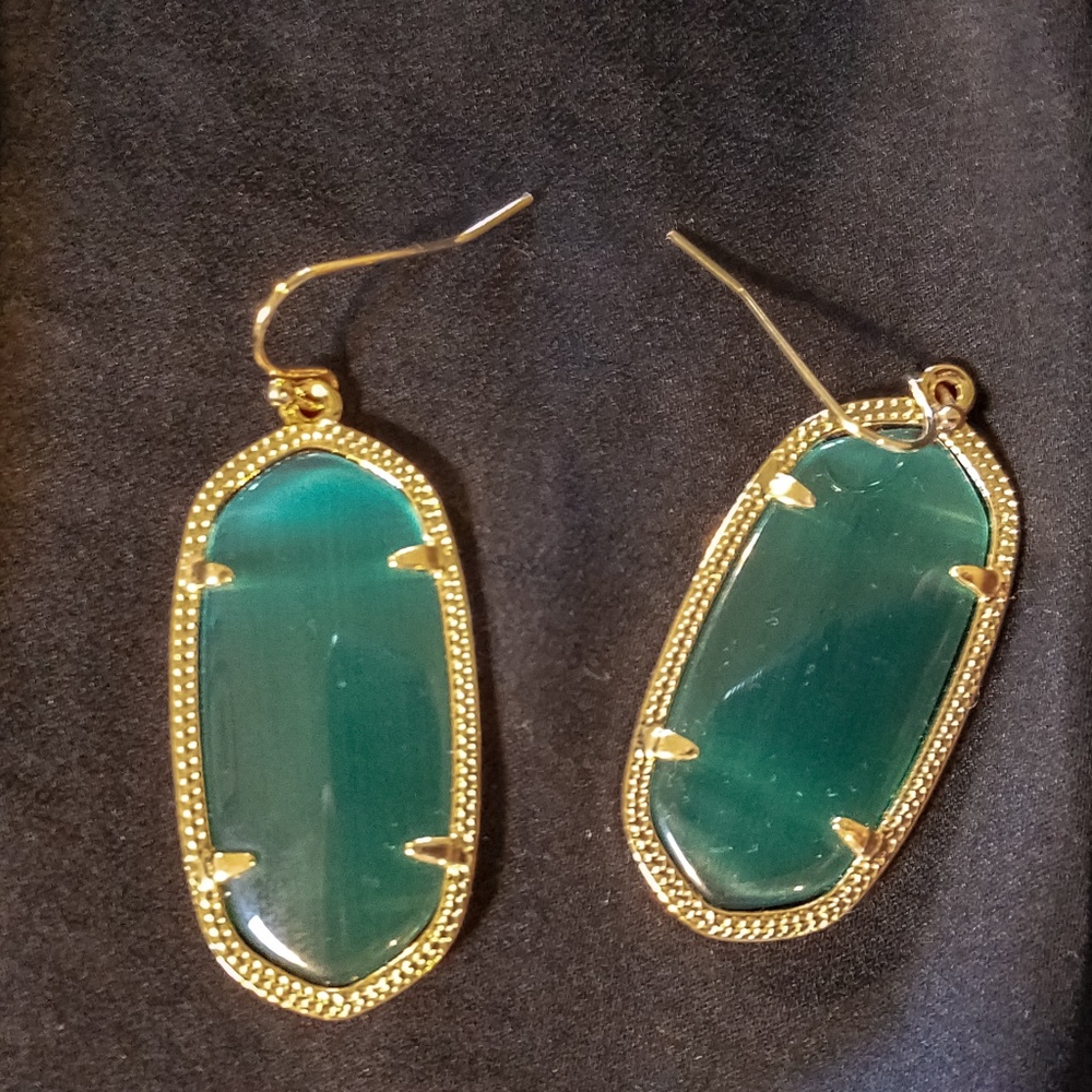 Kendra Scott Elle Drop Earrings, Emerald Cats Eye